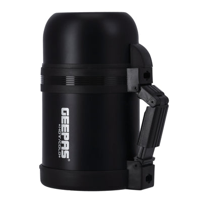 Geepas GSVF4115 Stainless Steel Vacuum Flask | 0.6L Hot & Cold Thermal Flask | Leak-Proof Lid | Vacuum Insulation| Built-In Cup |Flat Handle & Long Temperature Retention