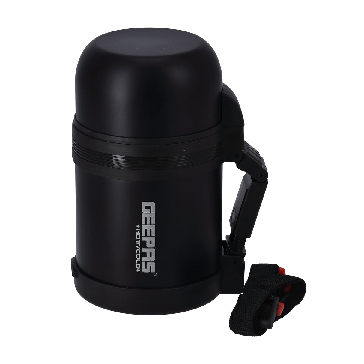 Geepas GSVF4115 Stainless Steel Vacuum Flask | 0.6L Hot & Cold Thermal Flask | Leak-Proof Lid | Vacuum Insulation| Built-In Cup |Flat Handle & Long Temperature Retention