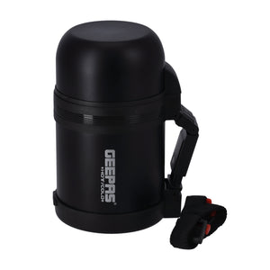 Geepas GSVF4115 Stainless Steel Vacuum Flask | 0.6L Hot & Cold Thermal Flask | Leak-Proof Lid | Vacuum Insulation| Built-In Cup |Flat Handle & Long Temperature Retention