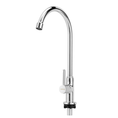 Geepas GSW61012 Single Lever Pillar Sink Tap with 360° Swivel Spout |  Solid Brass Construction | Chrome Finish | Ceramic Cartridge | Single-Hole Kitchen Faucet