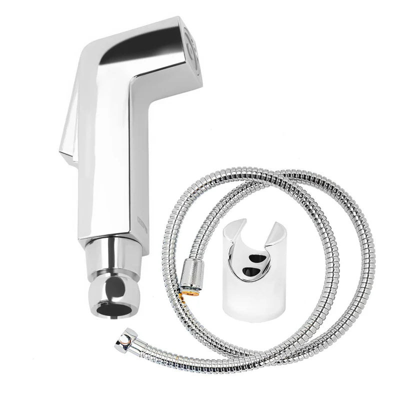 Geepas Shattaf Set- GSW61052|Soft Spray, Non-Stop Water Jet, Switch Tested Up to 30000 Times|High-Quality ABS Material, High Grade Chrome, 1/2" Standard Connector| Silver