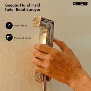 Geepas Shattaf Set- GSW61052|Soft Spray, Non-Stop Water Jet, Switch Tested Up to 30000 Times|High-Quality ABS Material, High Grade Chrome, 1/2" Standard Connector| Silver