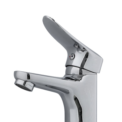 Geepas GSW61093 Single Lever Wash Basin Mixer | Solid Brass Body | Chrome Finish | Ceramic Disc Cartridge | Deck Mounted Bathroom Faucet |Perfect For  Modern Homes