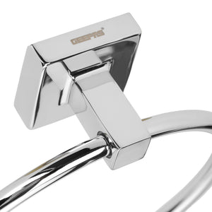 Geepas GSW61098 Stainless Steel Towel Ring| SUS 201 Rust Resistant Bathroom Towel Holder with Modern Wall Mounted Design| Easy Install Space Saving Accessory for Homes