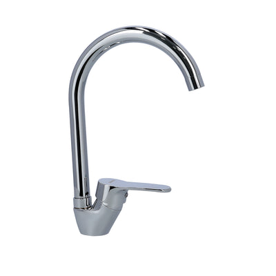 Geepas GSW61102 Single Lever Brass Kitchen Sink Mixer Tap | Chrome Plated Deck Mounted Faucet with 360° Swivel Spout  | Ceramic Disc Cartridge|  5-Year Warranty