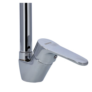 Geepas GSW61102 Single Lever Brass Kitchen Sink Mixer Tap | Chrome Plated Deck Mounted Faucet with 360° Swivel Spout  | Ceramic Disc Cartridge|  5-Year Warranty