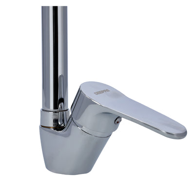 Geepas GSW61102 Single Lever Brass Kitchen Sink Mixer Tap | Chrome Plated Deck Mounted Faucet with 360° Swivel Spout  | Ceramic Disc Cartridge|  5-Year Warranty