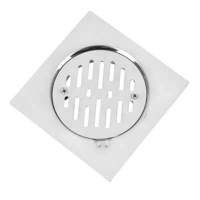Geepas Round Floor Drain- GSW61115| High-Quality Stainless Steel Drain with Lid| Waste Water Drain for Bathroom, Kitchen| 150X150 MM| 20 Years Warranty| Silver
