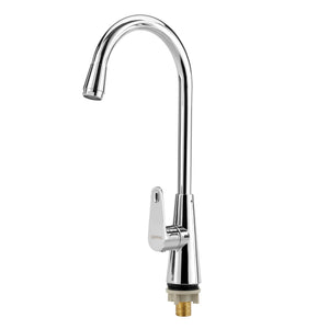 Geepas Deck Mounted Sink Tap GSW61136 | Single Hole Mounted Tap for Kitchen & Bathroom, Chrome Finish, Durable Quarter Turn Cartridge, Leak-Proof, 360° Swivel Spout