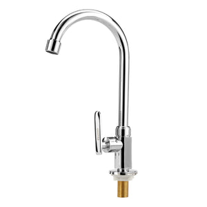Geepas Deck Mounted Sink Tap GSW61137 | Single Hole Mount for Kitchen & Bathroom | Chrome Finish, Durable Quarter Turn Cartridge, Leak-Proof Handle, 360° Swivel Spout