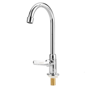 Geepas Deck Mounted Sink Tap GSW61137 | Single Hole Mount for Kitchen & Bathroom | Chrome Finish, Durable Quarter Turn Cartridge, Leak-Proof Handle, 360° Swivel Spout