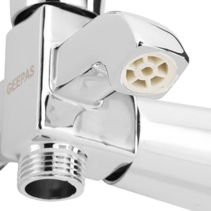 Geepas Wall Mounted 2-IN-1 Bib Tap GSW61138 | Brass tap with chrome finish, solid lever handle, ceramic cartridge, single hole install, Suitable for Toilets, Lavatory Etc