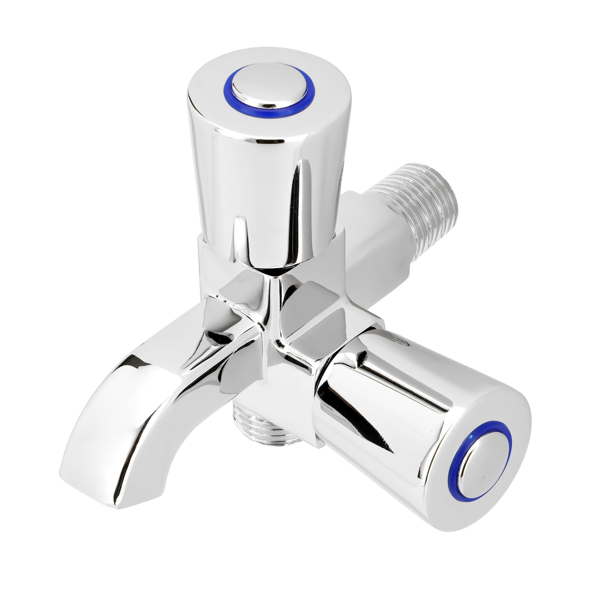Geepas Wall Mounted 2-IN-1 Bib Tap GSW61138 | Brass tap with chrome finish, solid lever handle, ceramic cartridge, single hole install, Suitable for Toilets, Lavatory Etc