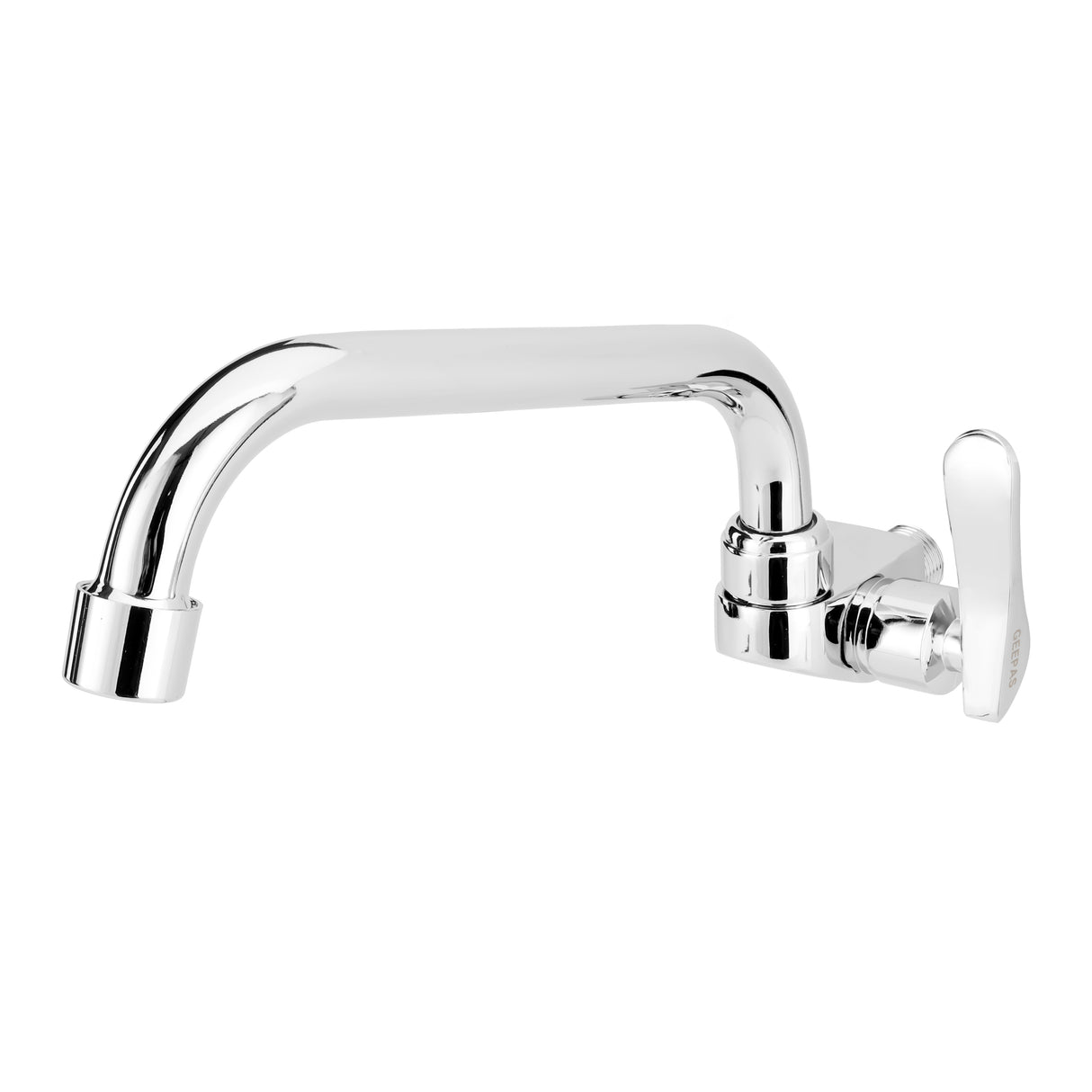 Geepas Wall Mounted Sink Tap GSW61140 | Single Hole Kitchen & Bathroom Tap | Chrome Finish, Durable Quarter Turn Cartridge, Leak-Proof Handle & 360° Swiveling Spout