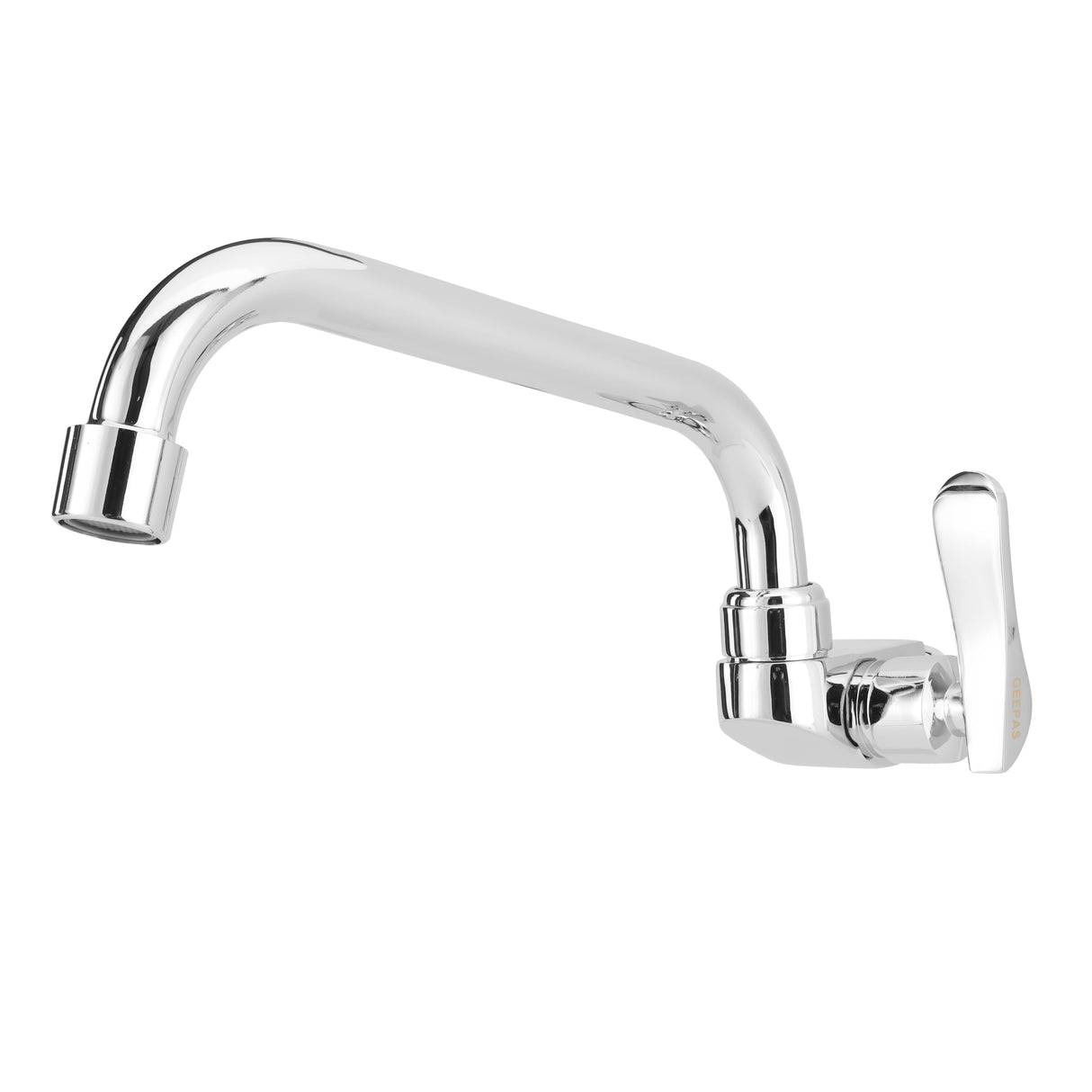Geepas Wall Mounted Sink Tap GSW61140 | Single Hole Kitchen & Bathroom Tap | Chrome Finish, Durable Quarter Turn Cartridge, Leak-Proof Handle & 360° Swiveling Spout