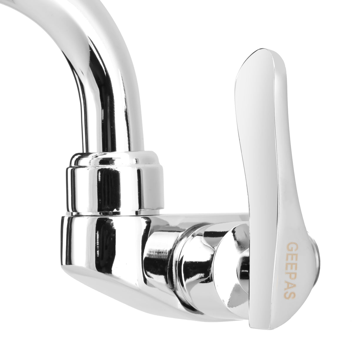 Geepas Wall Mounted Sink Tap GSW61140 | Single Hole Kitchen & Bathroom Tap | Chrome Finish, Durable Quarter Turn Cartridge, Leak-Proof Handle & 360° Swiveling Spout