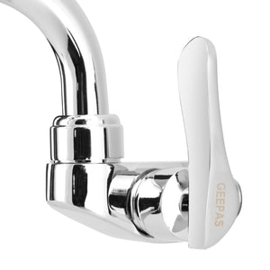 Geepas Wall Mounted Sink Tap GSW61140 | Single Hole Kitchen & Bathroom Tap | Chrome Finish, Durable Quarter Turn Cartridge, Leak-Proof Handle & 360° Swiveling Spout