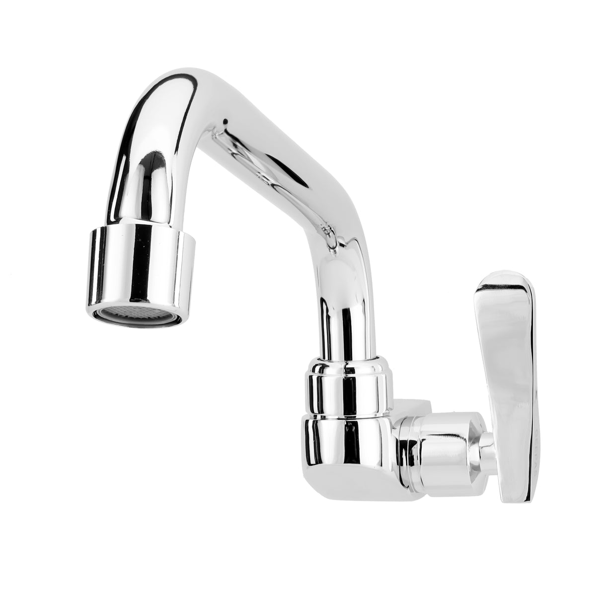 Geepas Wall Mounted Sink Tap GSW61140 | Single Hole Kitchen & Bathroom Tap | Chrome Finish, Durable Quarter Turn Cartridge, Leak-Proof Handle & 360° Swiveling Spout