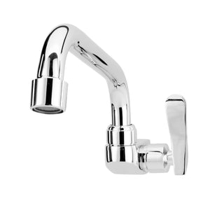 Geepas Wall Mounted Sink Tap GSW61140 | Single Hole Kitchen & Bathroom Tap | Chrome Finish, Durable Quarter Turn Cartridge, Leak-Proof Handle & 360° Swiveling Spout