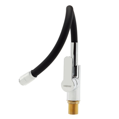 Geepas Single Lever Sink Mixer GSW61145 | Brass Deck Mounted Tap for Kitchen/Bathroom | Solid Handle, Ceramic Cartridge, Leak-Proof, 360° Swivel | 5-Year Warranty