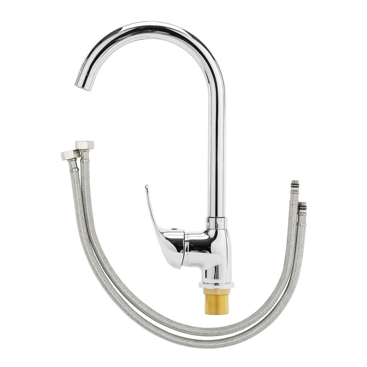 Geepas Sink Mixer GSW61147 | Brass Deck Mounted Tap for Kitchen & Bathroom | Durable Lever Handle | Ceramic Cartridge | 360° Swivel Spout | Leak-Proof | 5-Years Warranty