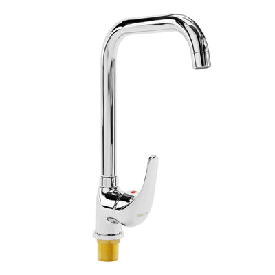 Geepas Single Lever Sink Mixer- GSW61148| Brass Deck Mounted Kitchen/Bath Tap| Solid Metal Lever Handle, Ceramic Cartridge, Leak-Proof, 360° Swivel Spout, 5-Year Warranty
