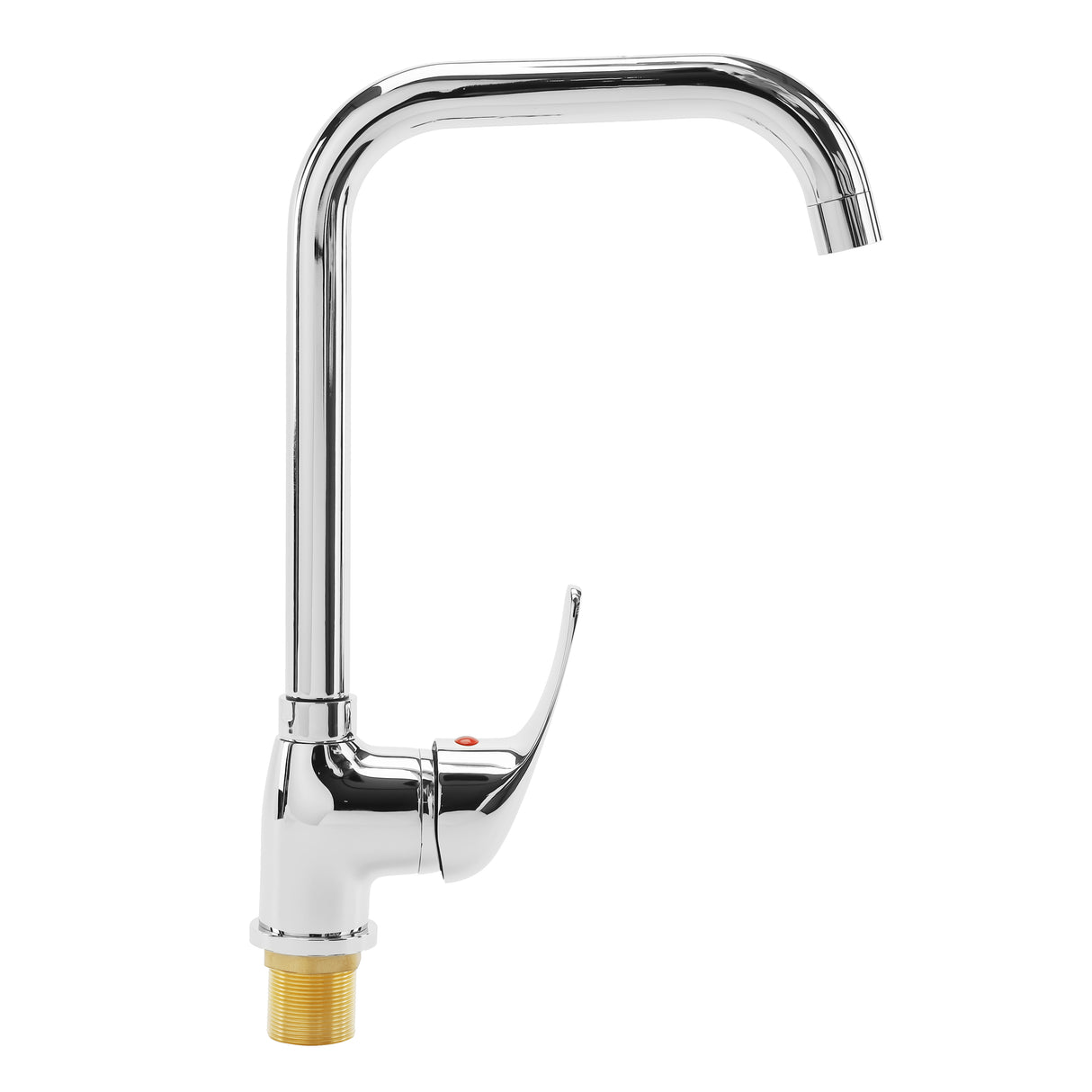 Geepas Single Lever Sink Mixer- GSW61148| Brass Deck Mounted Kitchen/Bath Tap| Solid Metal Lever Handle, Ceramic Cartridge, Leak-Proof, 360° Swivel Spout, 5-Year Warranty