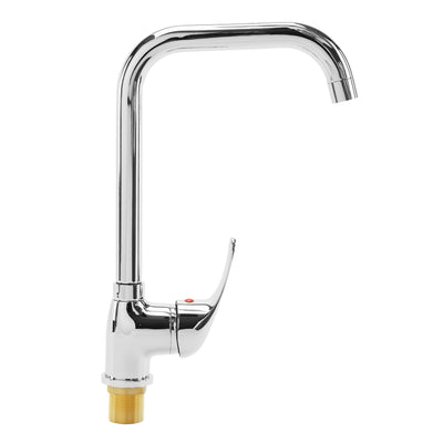 Geepas Single Lever Sink Mixer- GSW61148| Brass Deck Mounted Kitchen/Bath Tap| Solid Metal Lever Handle, Ceramic Cartridge, Leak-Proof, 360° Swivel Spout, 5-Year Warranty