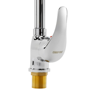 Geepas Single Lever Sink Mixer- GSW61148| Brass Deck Mounted Kitchen/Bath Tap| Solid Metal Lever Handle, Ceramic Cartridge, Leak-Proof, 360° Swivel Spout, 5-Year Warranty