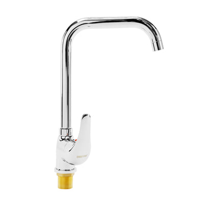 Geepas Single Lever Sink Mixer- GSW61148| Brass Deck Mounted Kitchen/Bath Tap| Solid Metal Lever Handle, Ceramic Cartridge, Leak-Proof, 360° Swivel Spout, 5-Year Warranty