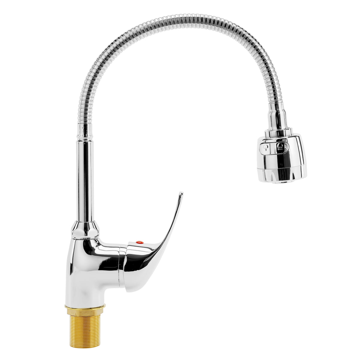 Geepas Single Lever Sink Mixer GSW61149 | Brass Deck Mounted Tap|Solid Metal Handle | Ceramic Cartridge | Leak-Proof | 360° Swivel Spout with ABS Aerator,5Years Warranty