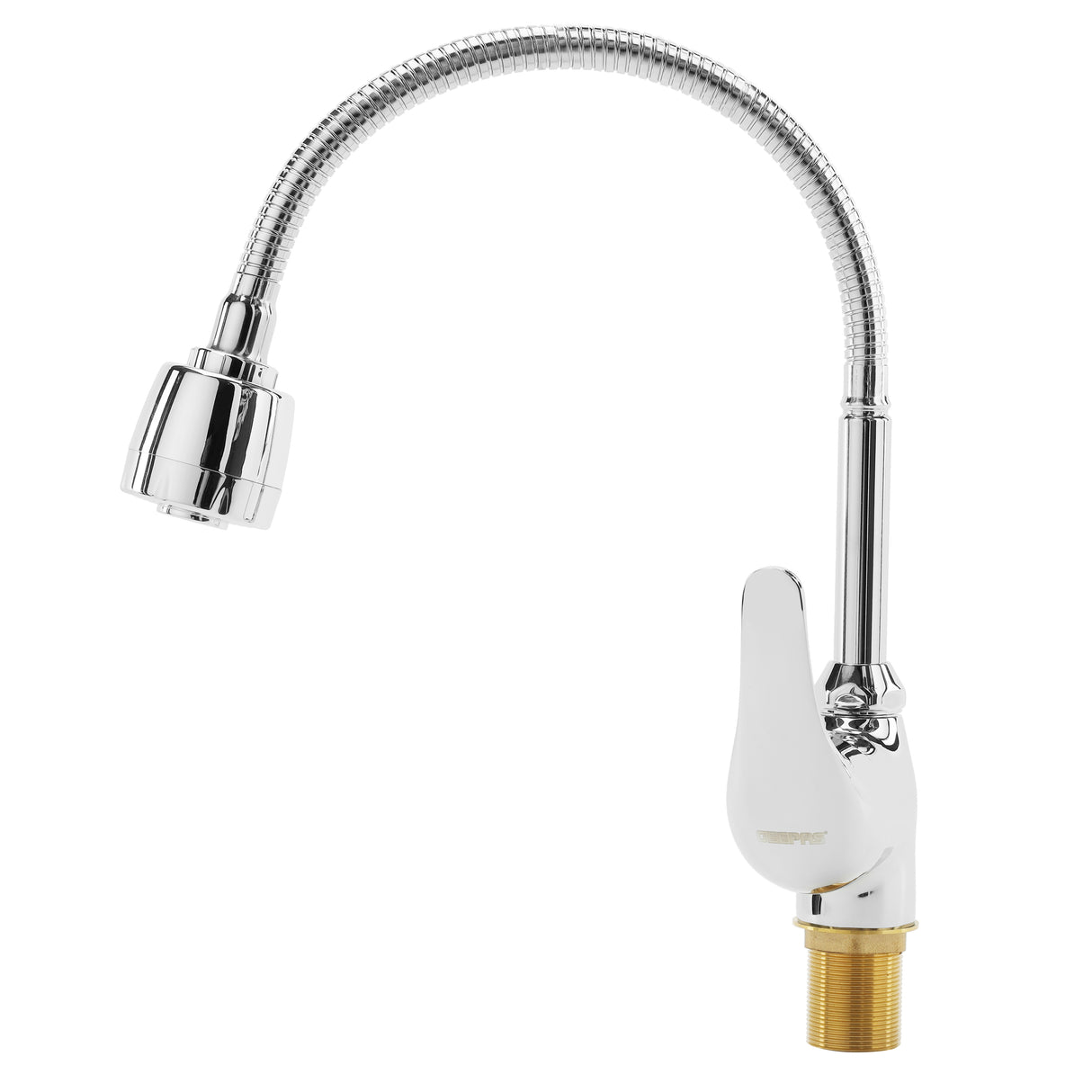 Geepas Single Lever Sink Mixer GSW61149 | Brass Deck Mounted Tap|Solid Metal Handle | Ceramic Cartridge | Leak-Proof | 360° Swivel Spout with ABS Aerator,5Years Warranty