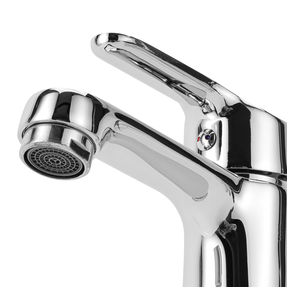 Geepas Single Lever Wash Basin Mixer- GSW61163 | Brass Deck Mount Tap, Solid Metal Handle, Ceramic Disc Cartridge, Leak-Proof Design, Chrome Finish, 5-Year Warranty