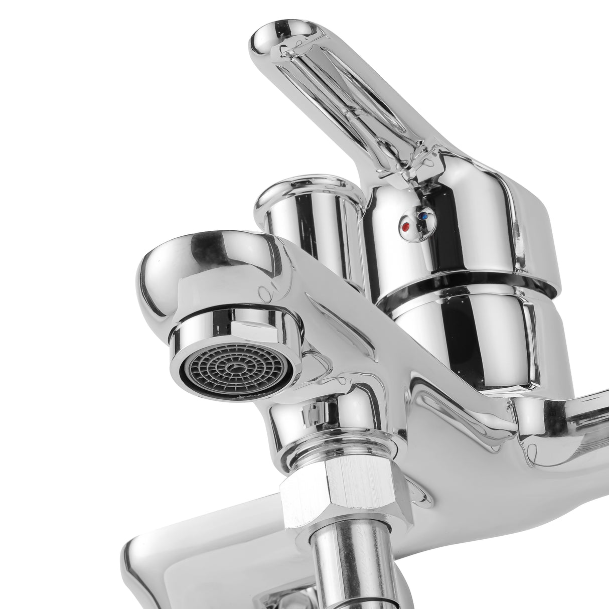Geepas GSW61164 Single Lever Bath Shower Mixer | Solid Brass, Chrome Finish, Wall-Mounted, Metal Lever Handle, Ceramic Cartridge, Leak-Proof, 5-Year Warranty