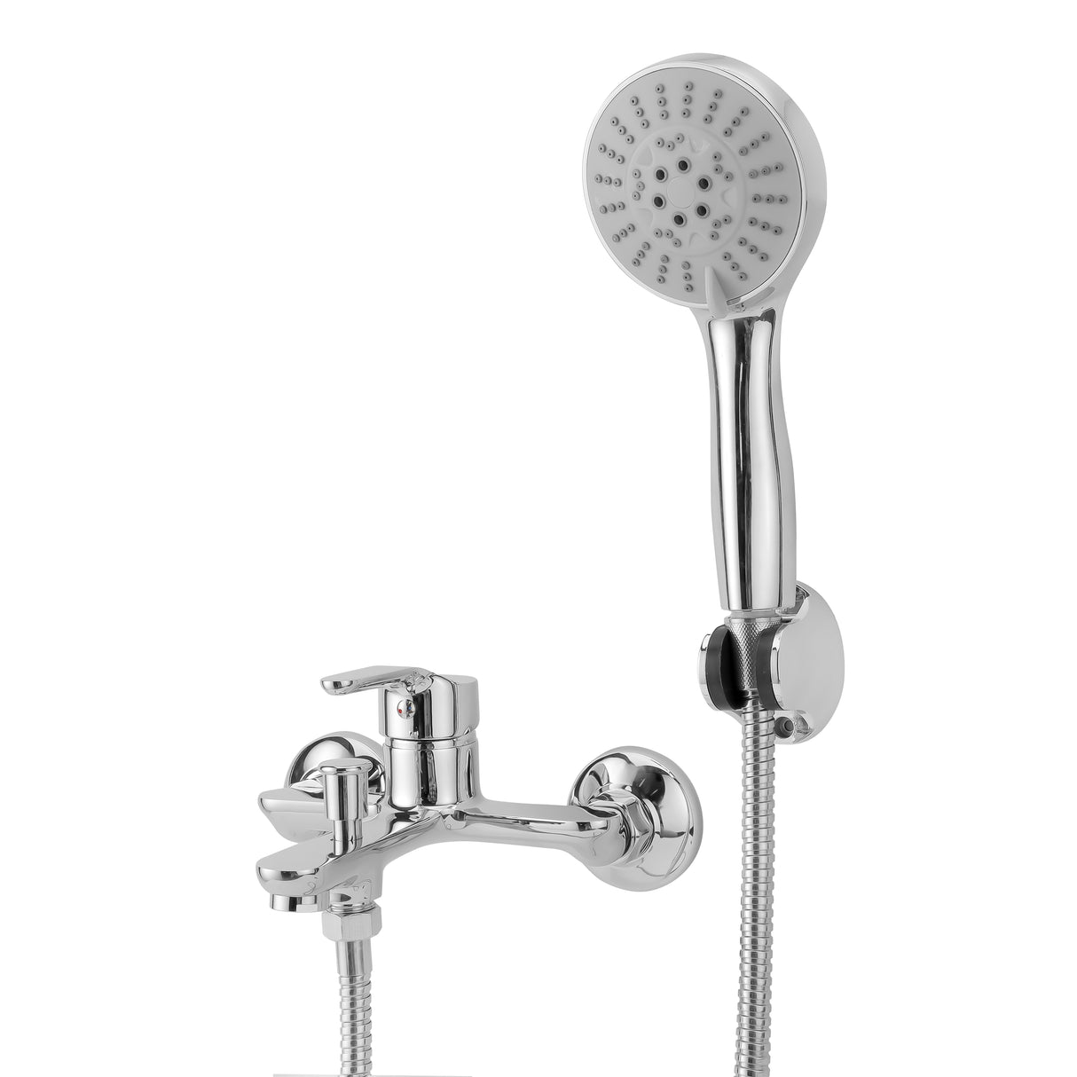 Geepas GSW61164 Single Lever Bath Shower Mixer | Solid Brass, Chrome Finish, Wall-Mounted, Metal Lever Handle, Ceramic Cartridge, Leak-Proof, 5-Year Warranty