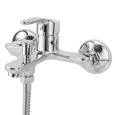 Geepas GSW61164 Single Lever Bath Shower Mixer | Solid Brass, Chrome Finish, Wall-Mounted, Metal Lever Handle, Ceramic Cartridge, Leak-Proof, 5-Year Warranty