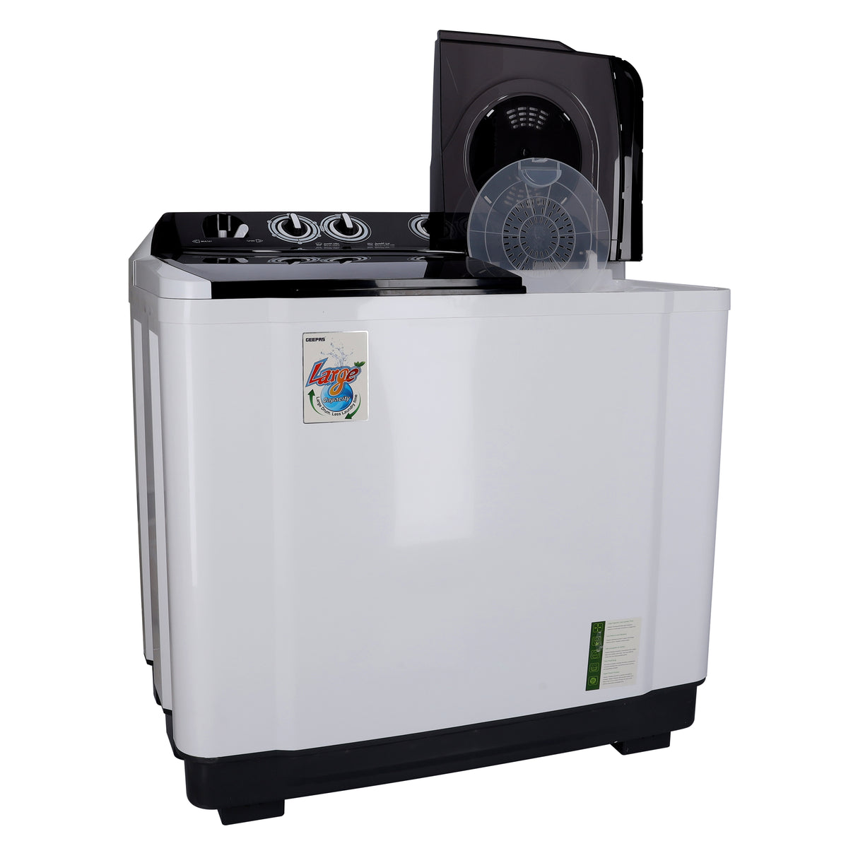 Geepas GSWM18012 Twin Tub Semi Automatic Washing Machine | 15Kg Capacity | Air Dry Function| Bubble Marker Wash | Dual Water Inlet | 700W Power & 220-240V Operation