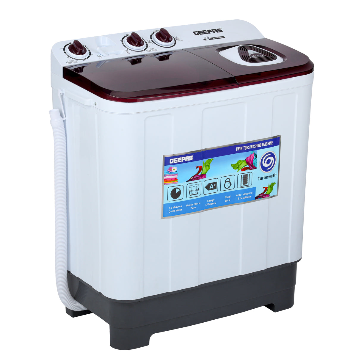 Geepas 7kg Twin Tub Washing Machine – GSWM18041