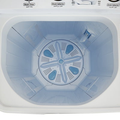 Geepas GSWM18043 Twin Tub Washing Machine | 12kg Wash Capacity with Big Pulsator |  Air Dry Function | Magic Filter |  Double Layer Body and IPX4 Water Protection