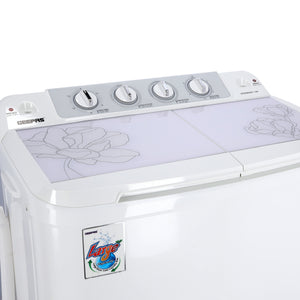 Geepas GSWM6467 Semi Automatic Washing Machine  | 9.2Kg Large Capacity | Tempered Glass Cover | Low Noise Motor | High Back Control Panel & 610W Power Efficiency