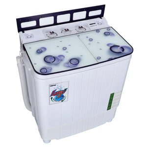 Geepas GSWM6473-3.5K Semi Automatic Mini Washing Machine | 3.5kg Wash / 1kg Spin Capacity |  360W Motor |  Tempered Glass Cover | Dual Water Inlet & Modern Design