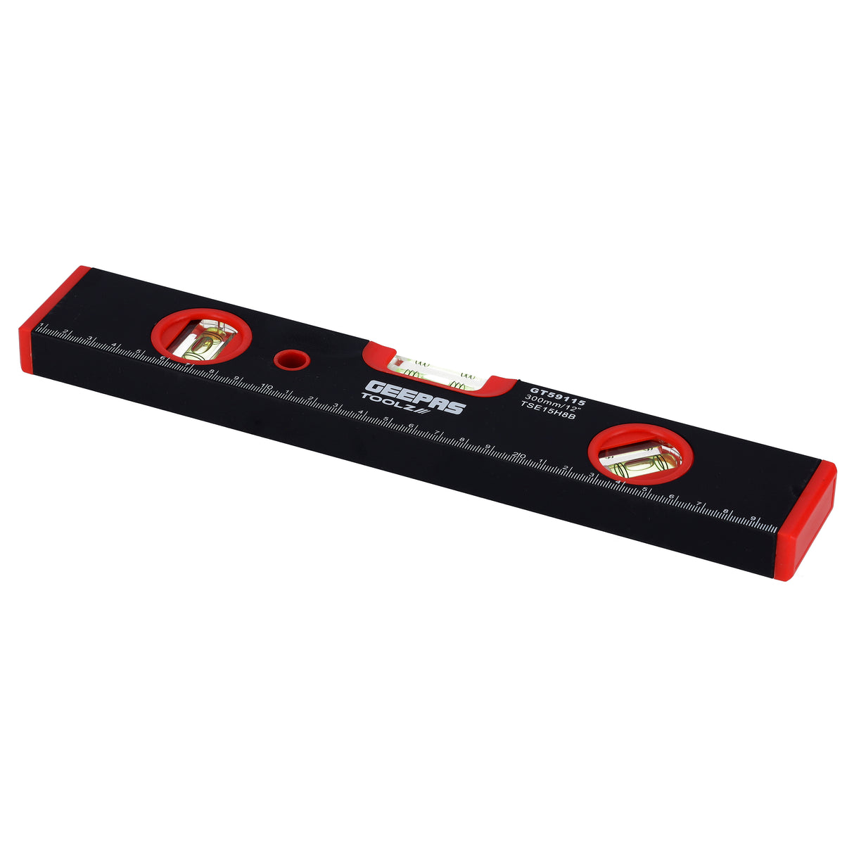 Geepas GT59115 Spirit Level 12 Inch | Heavy Duty Aluminum Frame with 3 Vials | Heavy-duty hardened steel construction | Adjustable locking mechanism | Quick-release lever