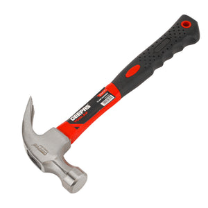 Geepas GT59121 Claw Hammer with Fibre Handle | Drop Forged Carbon Steel Hammer with Ergonomic Non-Slip Grip | Perfect for Carpentry, Construction & General Repairs