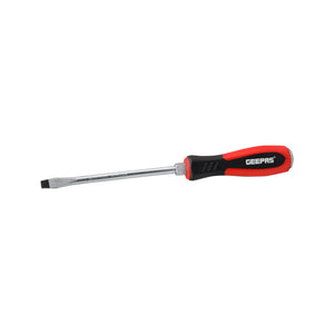 Geepas Precision Screwdriver - Slotted Screwdriver with Soft Grip Rubber Insulated Ergonomic Handle - CR-V Build, Magnetic Tip and Hanging Hole for Easy Carry - Bicolored Red/Black - (SL 8x150mm)
