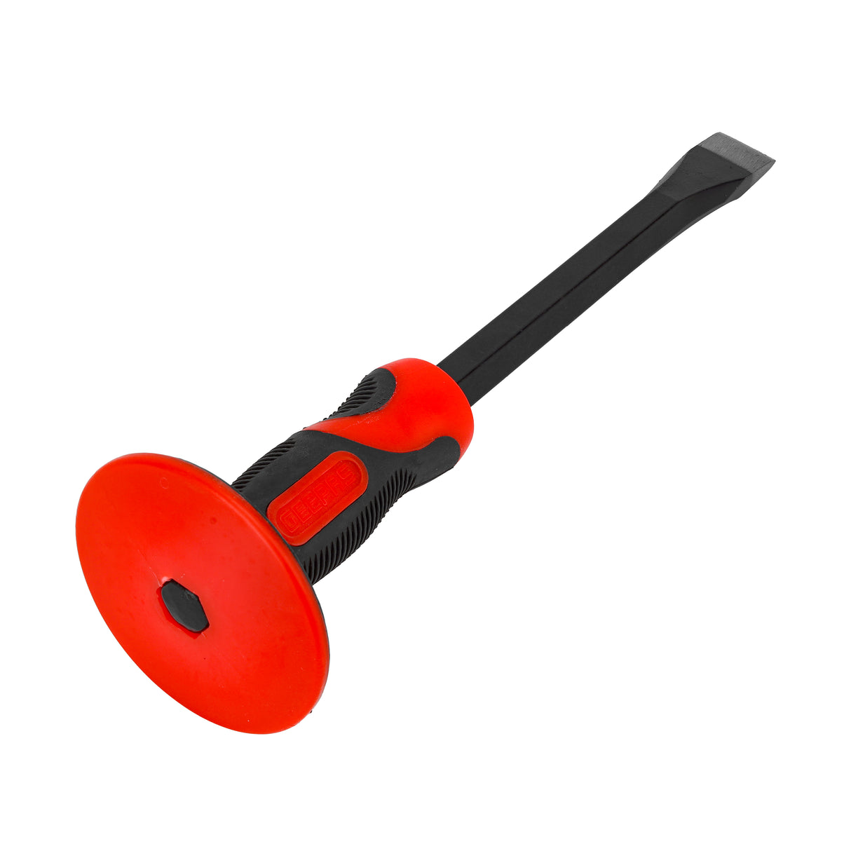 Geepas GT59259 Flat Chisel with Grip 12 Inch | Heavy-Duty Heat-Treated Carbon Steel Flat Chisel | 16mm Shaft | Ergonomic TPR Handle for Masonry, Concrete, Brick & Stone