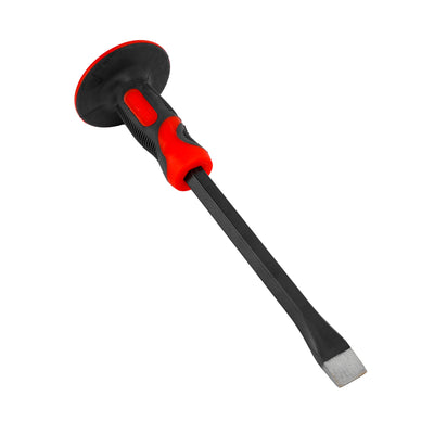 Geepas GT59259 Flat Chisel with Grip 12 Inch | Heavy-Duty Heat-Treated Carbon Steel Flat Chisel | 16mm Shaft | Ergonomic TPR Handle for Masonry, Concrete, Brick & Stone