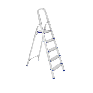 Geepas Toolz GT59484 Aluminium Household 5 Steps Ladder  | Heavy-Duty Folding Home Step Ladder | Anti-Slip Steps | Stable Frame and 150kg Load Capacity | Lightweight