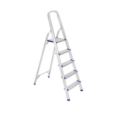 Geepas Toolz GT59484 Aluminium Household 5 Steps Ladder  | Heavy-Duty Folding Home Step Ladder | Anti-Slip Steps | Stable Frame and 150kg Load Capacity | Lightweight