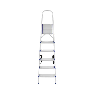 Geepas Toolz GT59485 Aluminium Household 6 Steps Ladder  | Heavy-Duty Folding Home Step Ladder with Wide Anti-Slip Steps | Stable Frame and 150kg Load Capacity