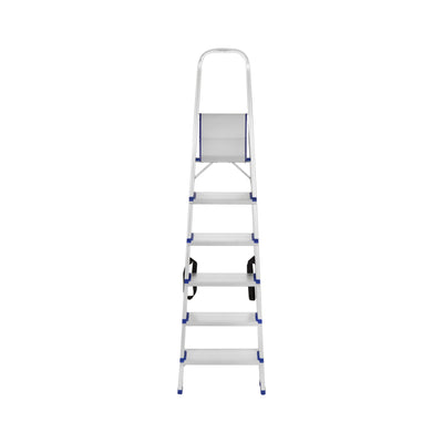 Geepas Toolz GT59485 Aluminium Household 6 Steps Ladder  | Heavy-Duty Folding Home Step Ladder with Wide Anti-Slip Steps | Stable Frame and 150kg Load Capacity